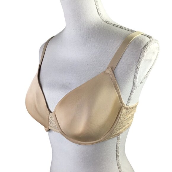 Wacoal Classic Charms Contour Bra 32DD 856131 Beige Nude Underwire Lace Accent - Picture 3 of 6
